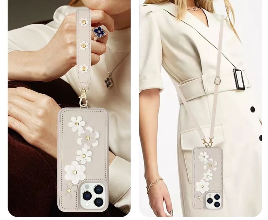 Faux Leather Case Phone Floral