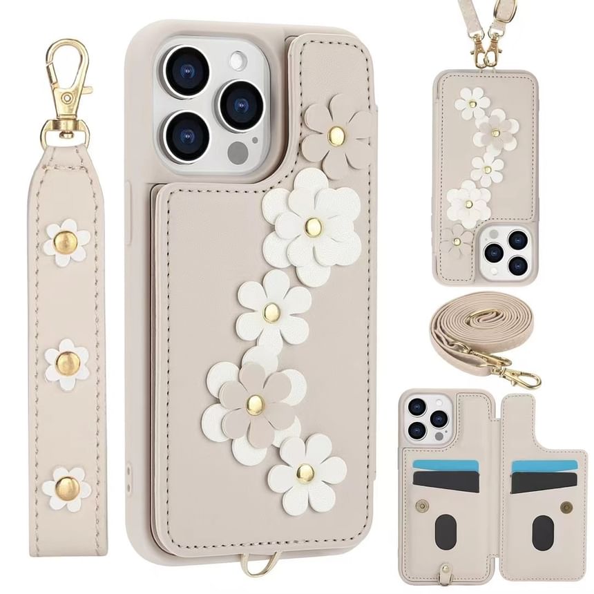 Faux Leather Case Phone Floral
