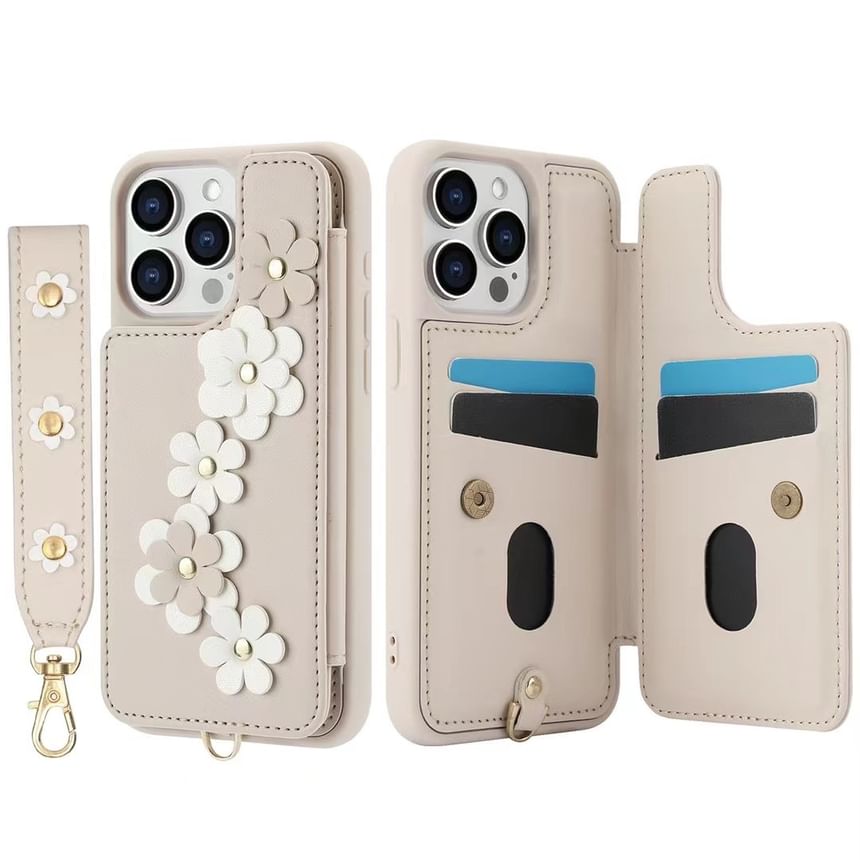 Faux Leather Case Phone Floral