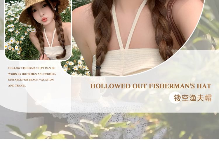 Bow Hat Knit Embroidered Bucket