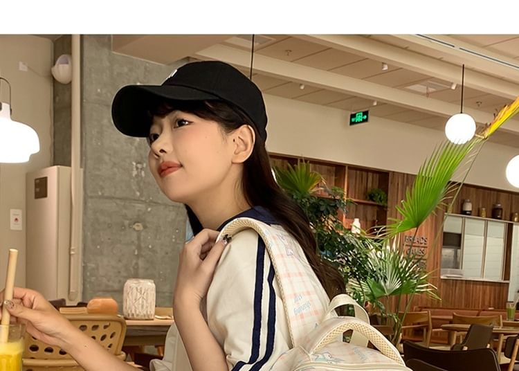 Multi-Pocket Print Charm Backpack / Cartoon Bag Set