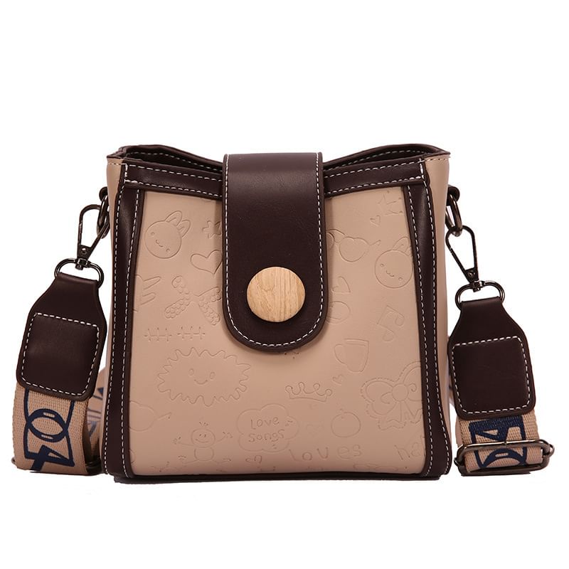 Leather Bucket Bag Patterned Faux