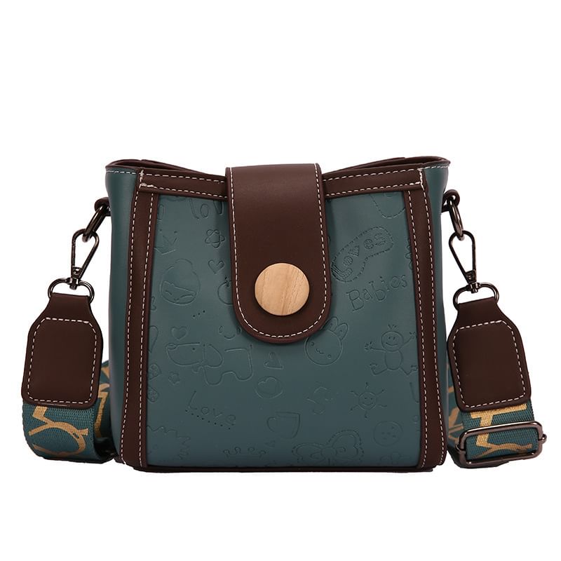 Leather Bucket Bag Patterned Faux