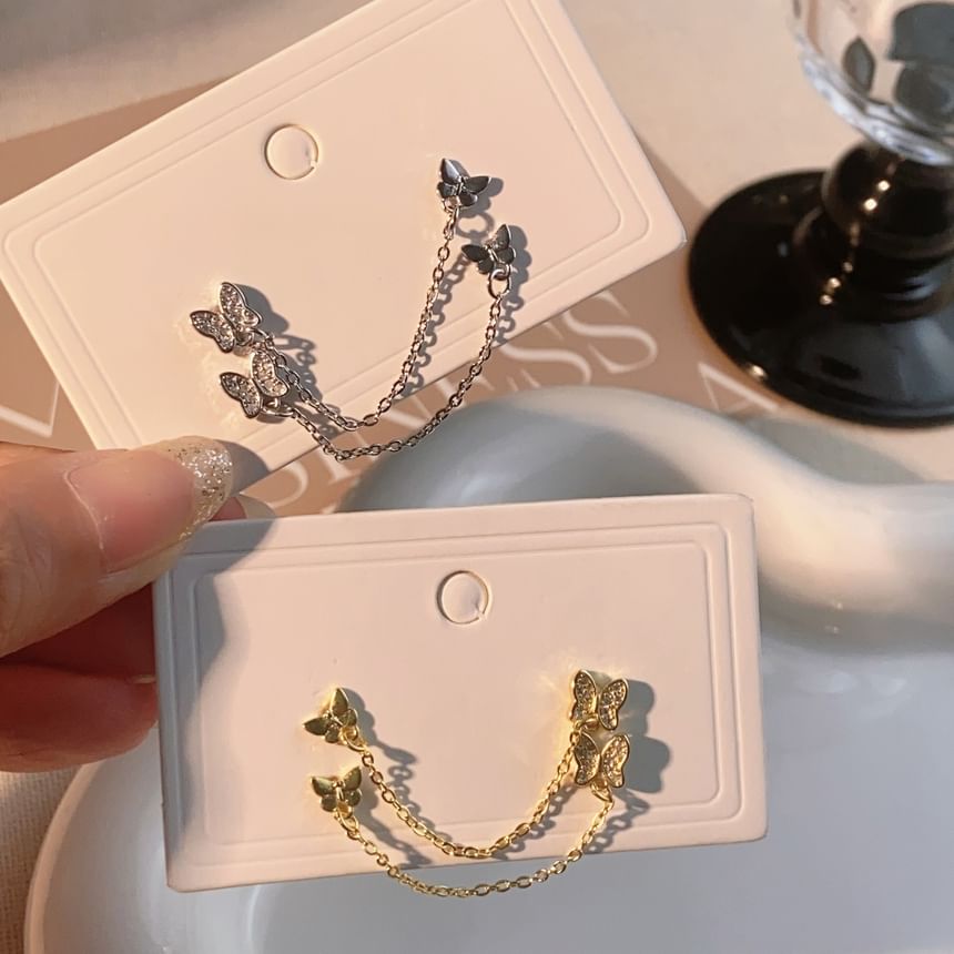 Butterfly Gold Earrings Chain