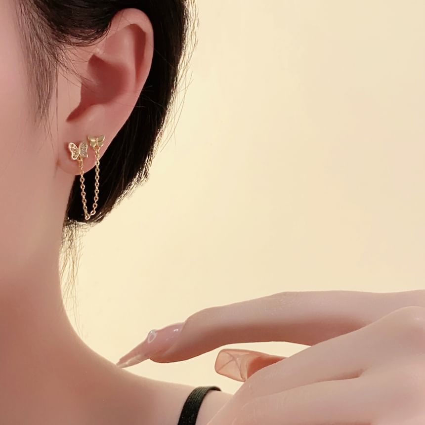 Butterfly Gold Earrings Chain