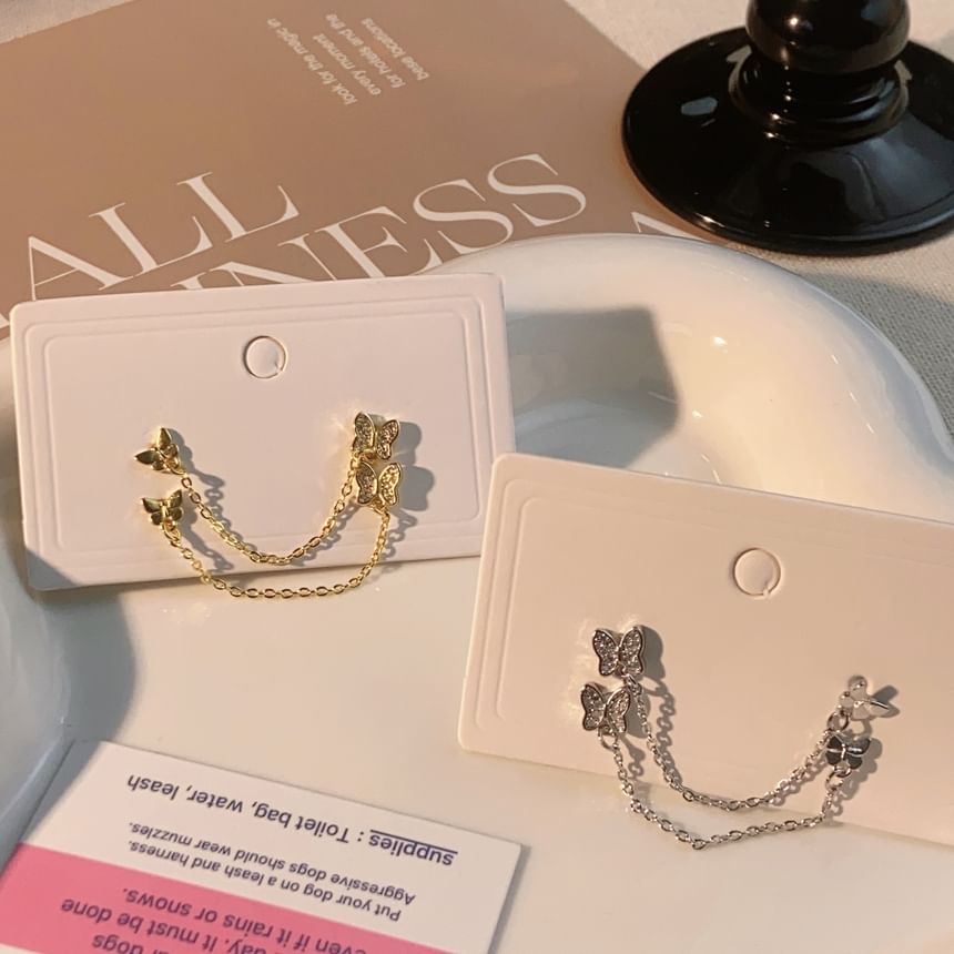 Butterfly Gold Earrings Chain