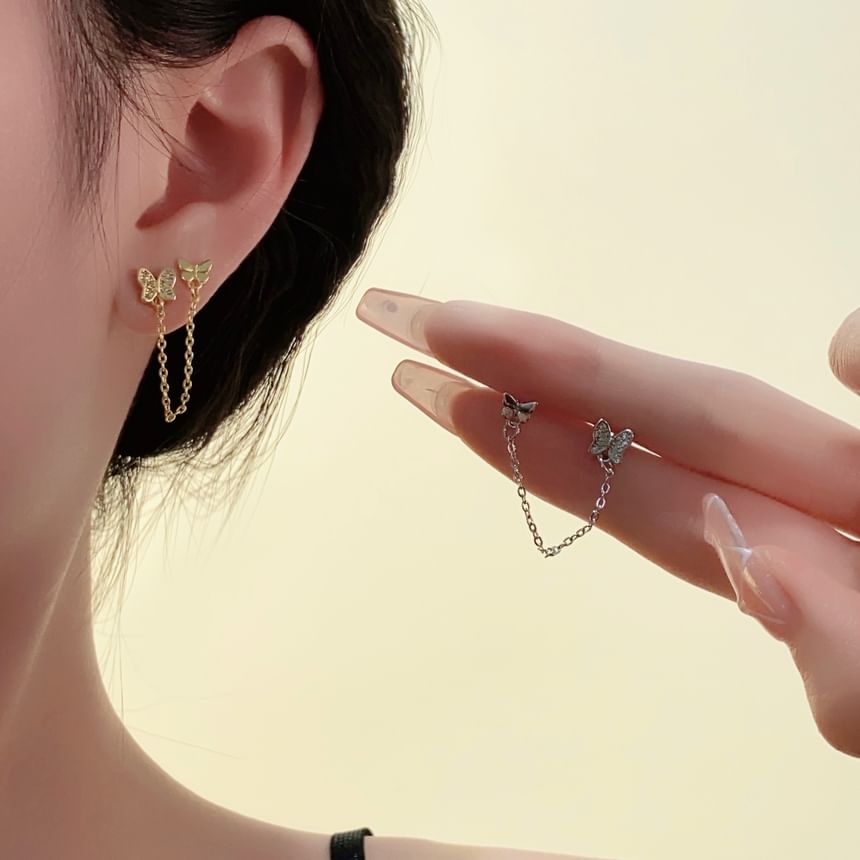 Butterfly Gold Earrings Chain