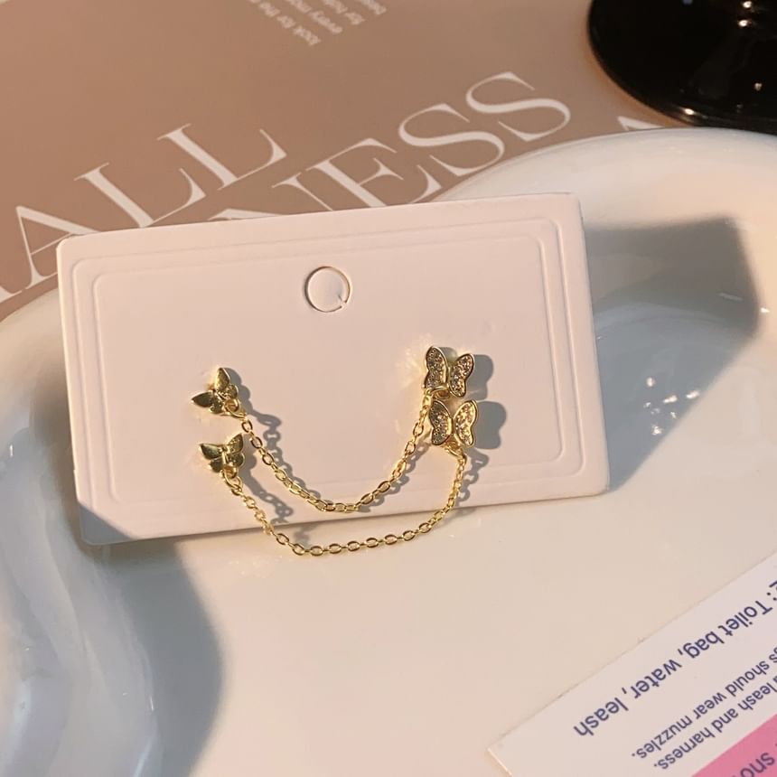 Butterfly Gold Earrings Chain