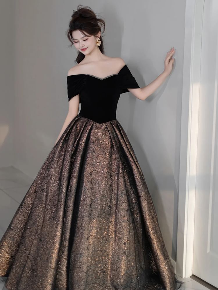 A-Line Tone Gown Sequin Evening Shoulder Off Two