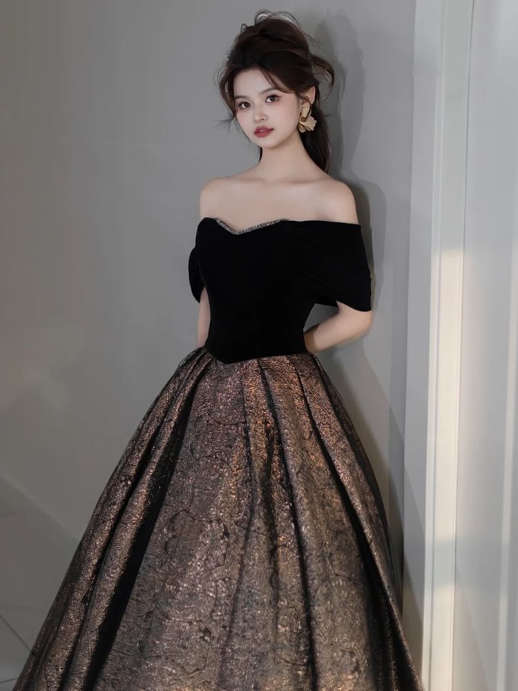 A-Line Tone Gown Sequin Evening Shoulder Off Two