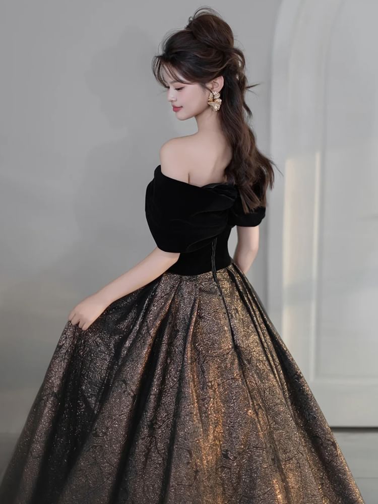 A-Line Tone Gown Sequin Evening Shoulder Off Two