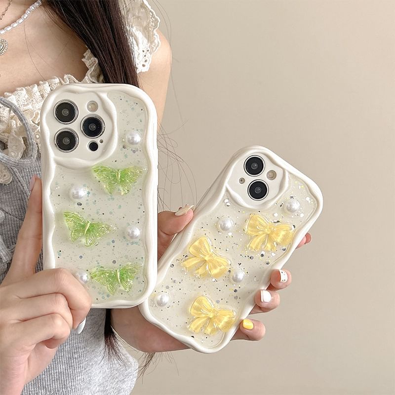 Faux Phone Case Butterfly Pearl