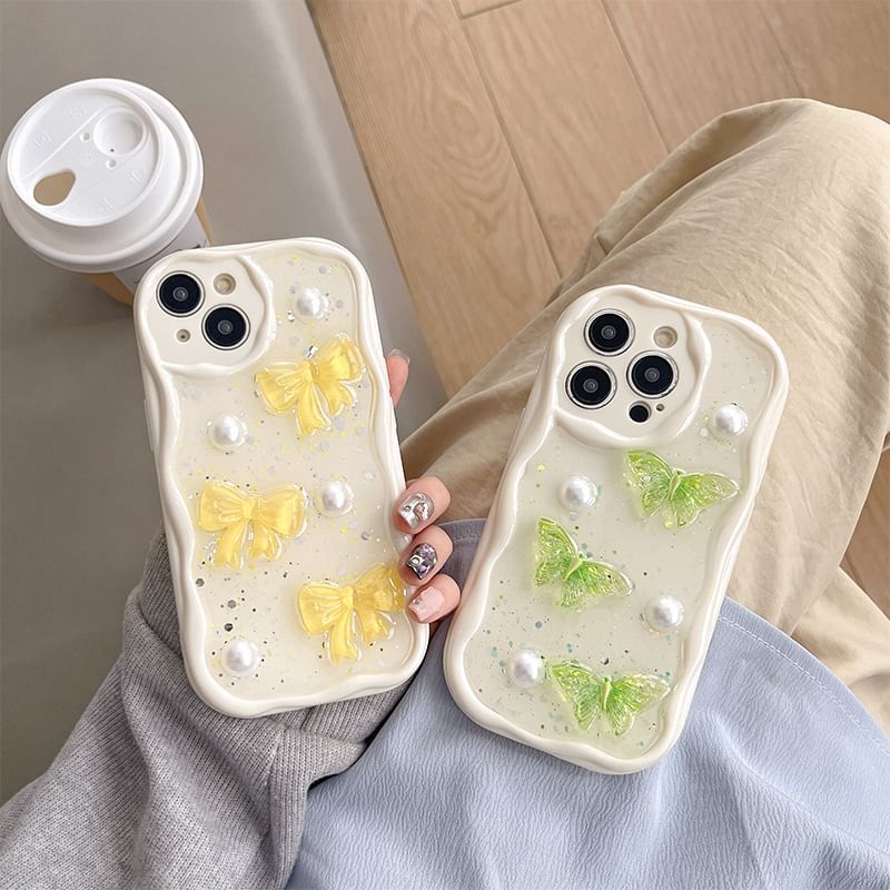 Faux Phone Case Butterfly Pearl