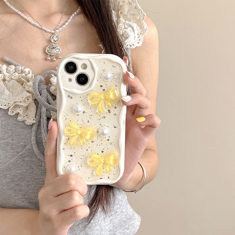 Faux Phone Case Butterfly Pearl