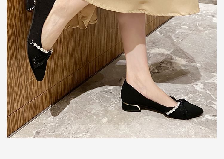 Faux Pearl Toe Pointed Pumps