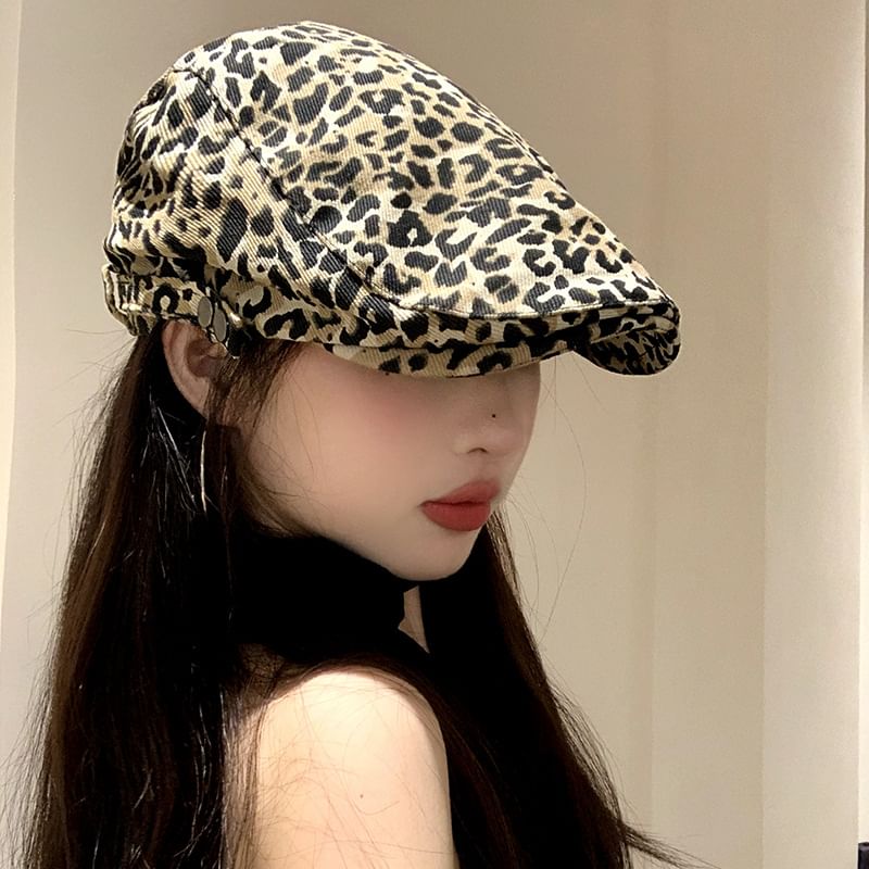 Leopard Print Flat Cap
