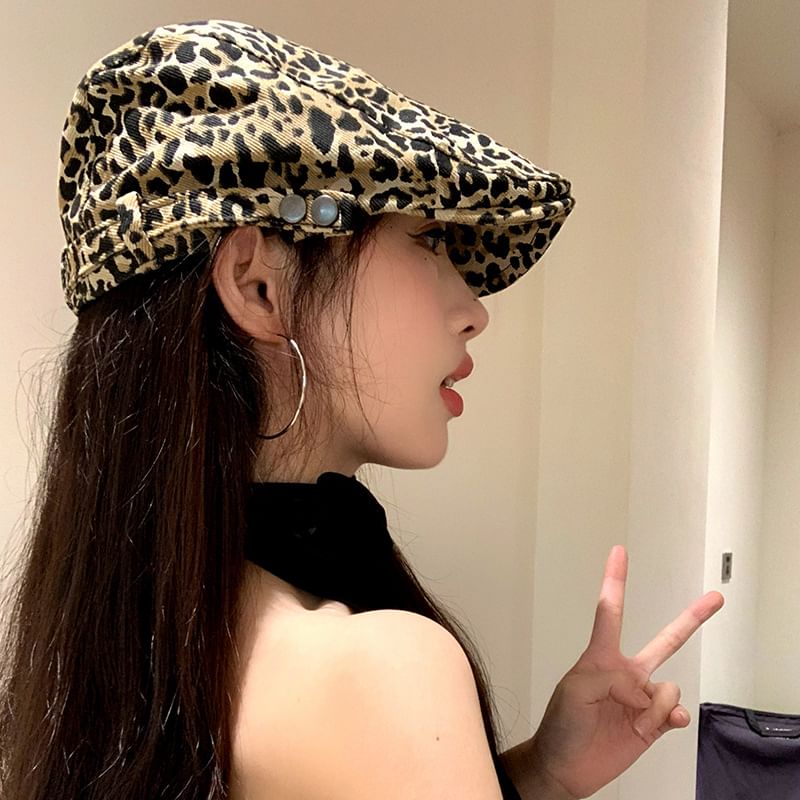 Leopard Print Flat Cap