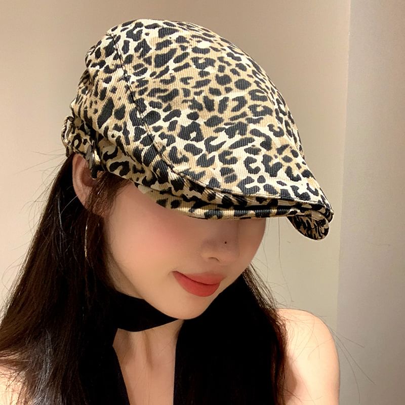 Leopard Print Flat Cap