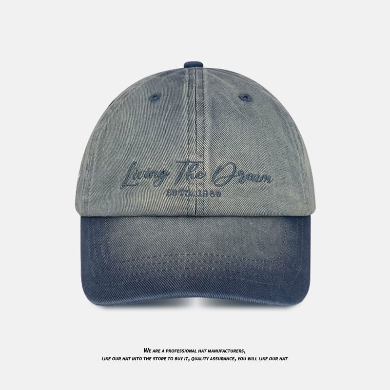 Lettering Cap Denim Embroidered Baseball