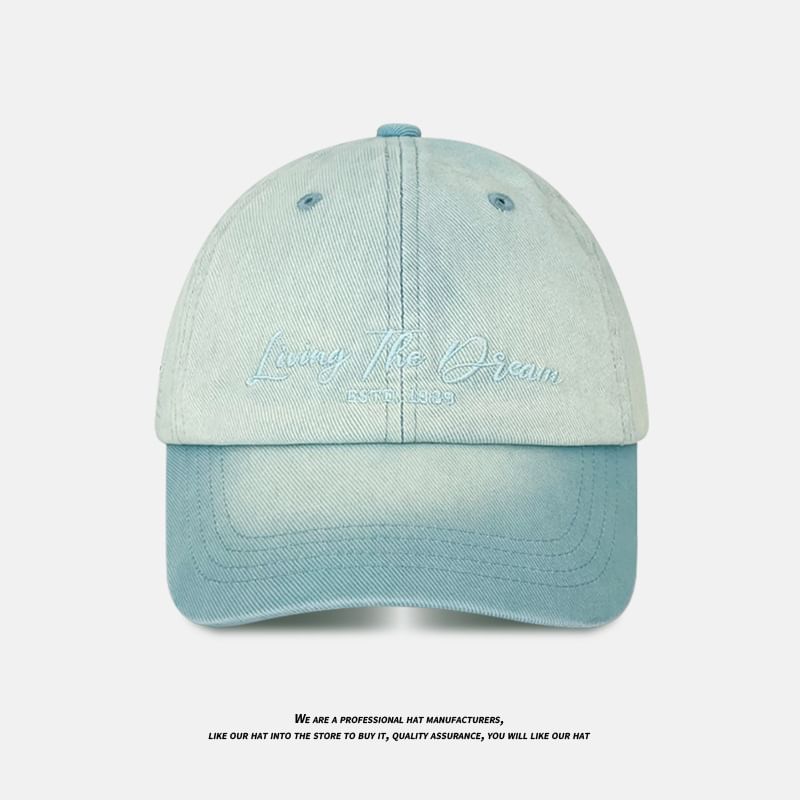 Lettering Cap Denim Embroidered Baseball
