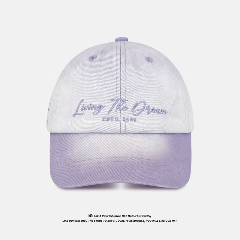 Lettering Cap Denim Embroidered Baseball