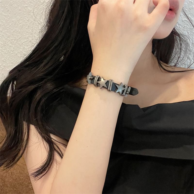Star Faux Leather Bracelet