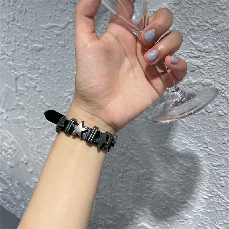 Star Faux Leather Bracelet