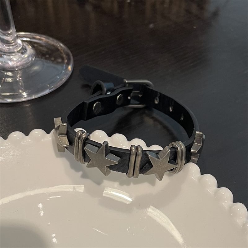 Star Faux Leather Bracelet