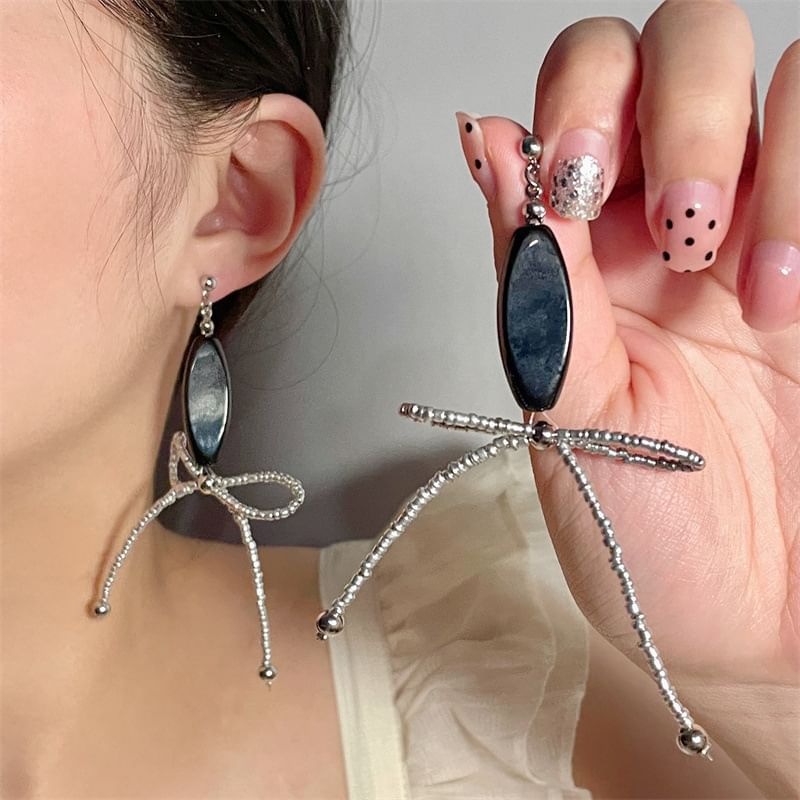 Earring / Bow Beaded Necklace Drop