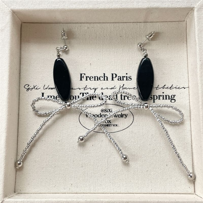 Earring / Bow Beaded Necklace Drop