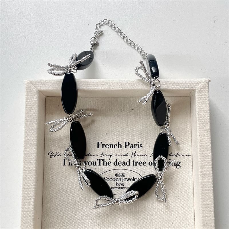 Earring / Bow Beaded Necklace Drop