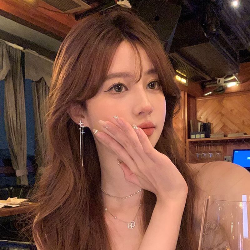 Rhinestone Drop Star Earring