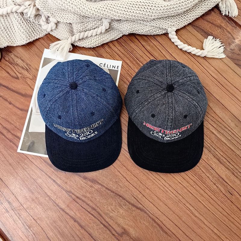 Cap Corduroy Lettering Embroidered