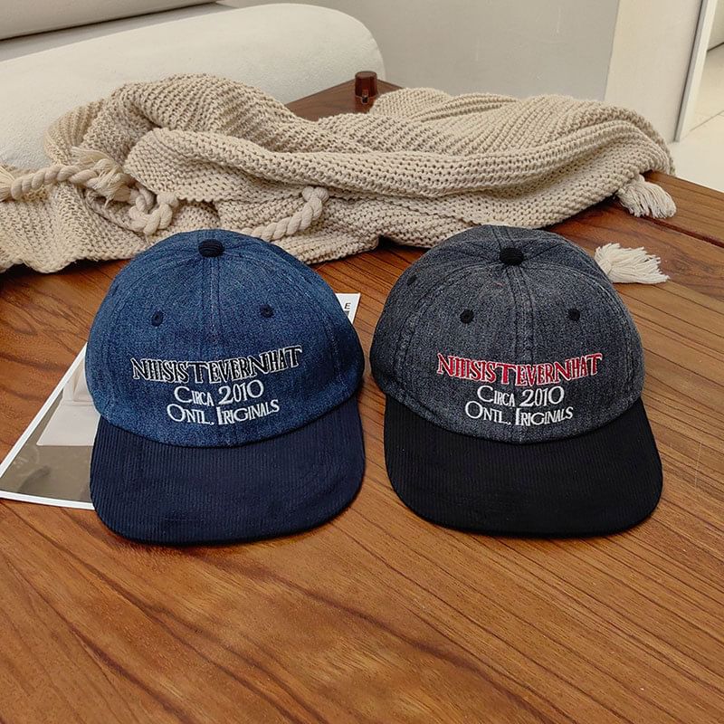 Cap Corduroy Lettering Embroidered