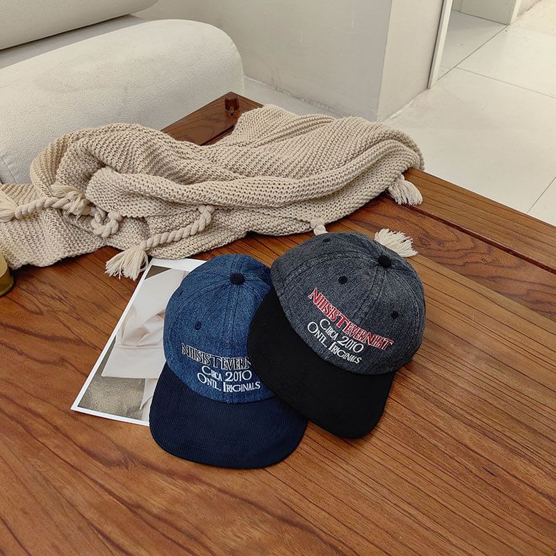 Cap Corduroy Lettering Embroidered