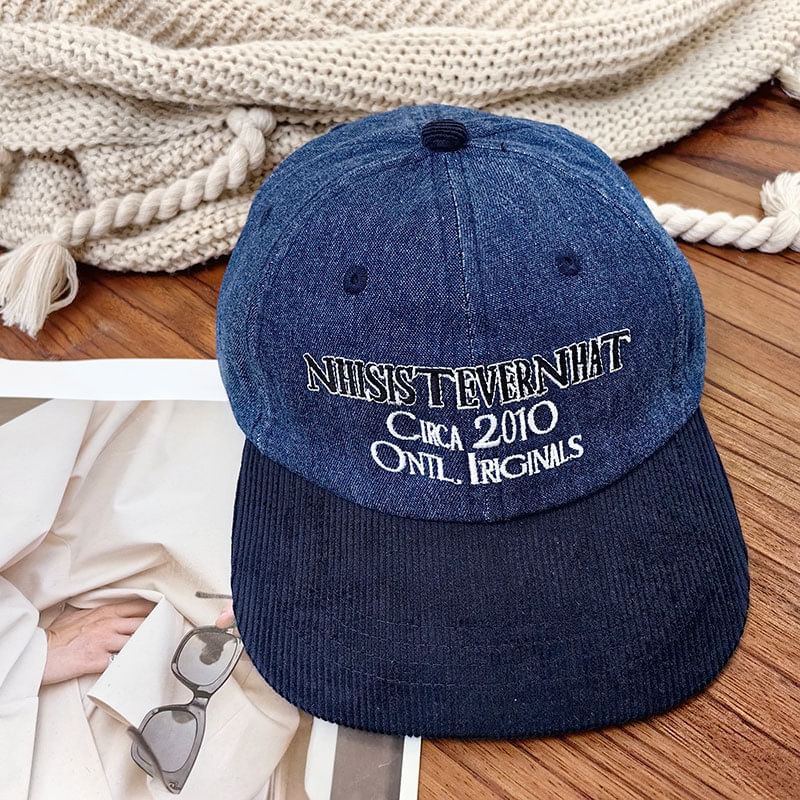Cap Corduroy Lettering Embroidered
