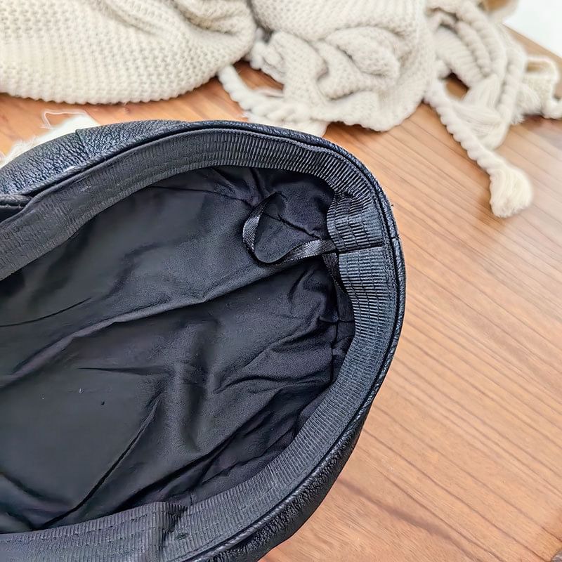 Belt Faux Military Leather Cap