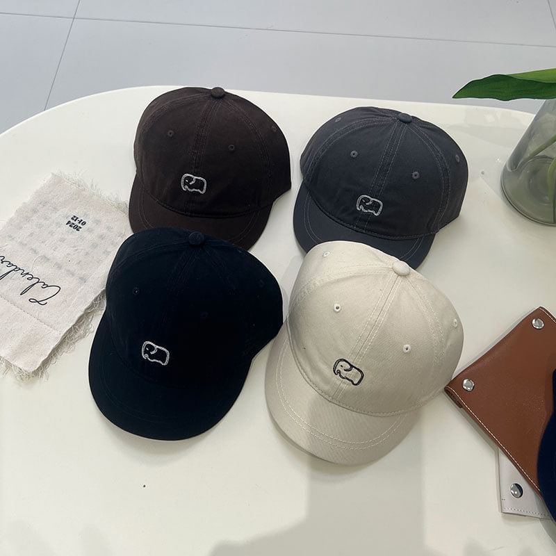 Brim Cap Embroidered Short Elephant