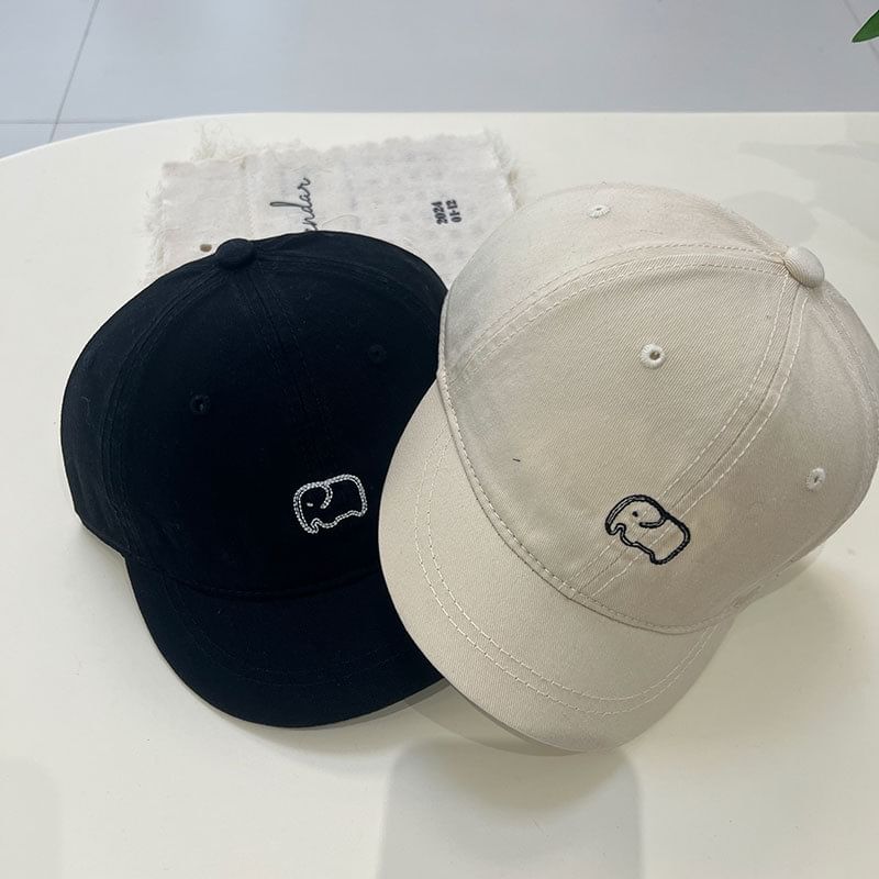 Brim Cap Embroidered Short Elephant