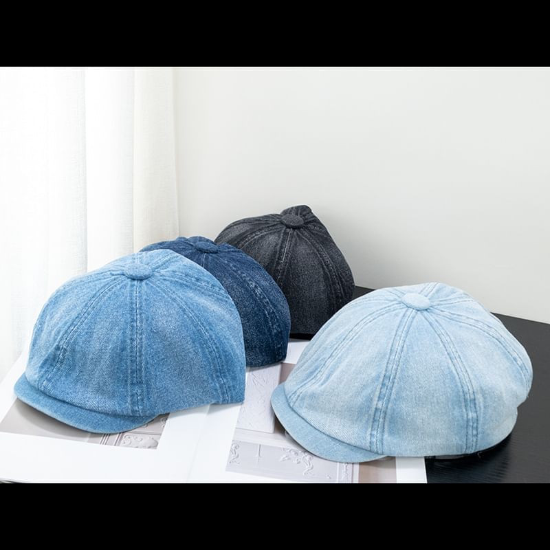 Denim Short Brim Cap Newsboy