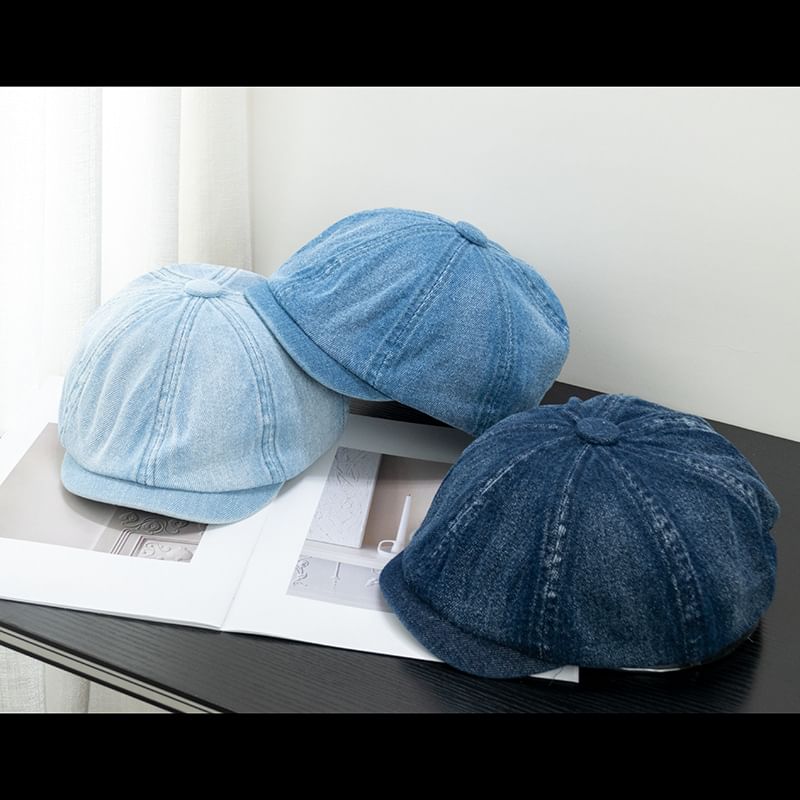 Denim Short Brim Cap Newsboy