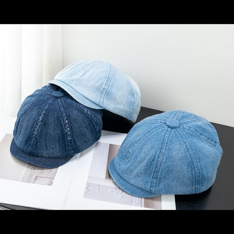Denim Short Brim Cap Newsboy