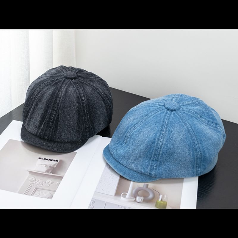 Denim Short Brim Cap Newsboy
