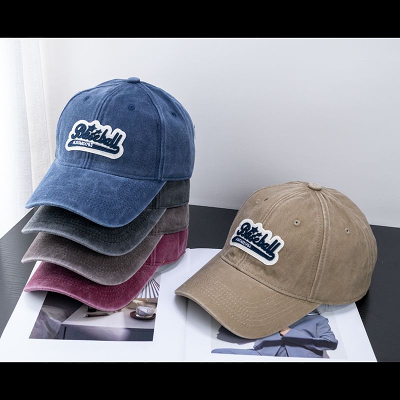 Curved Washed Vintage Embroidered Brim Cap Cotton Baseball