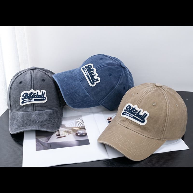 Curved Washed Vintage Embroidered Brim Cap Cotton Baseball