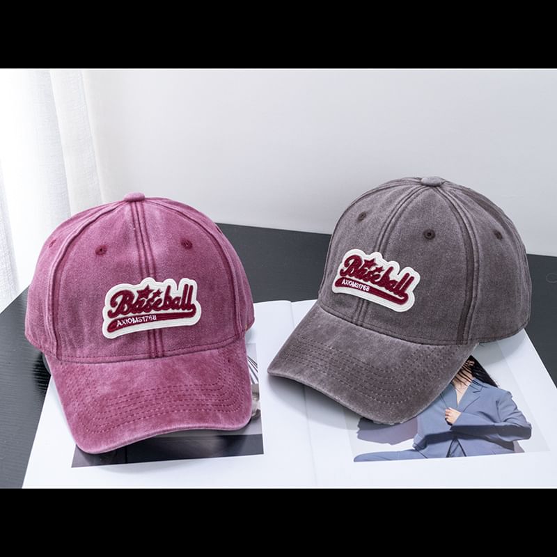 Curved Washed Vintage Embroidered Brim Cap Cotton Baseball
