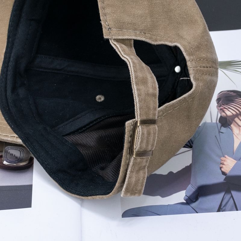 Curved Washed Vintage Embroidered Brim Cap Cotton Baseball