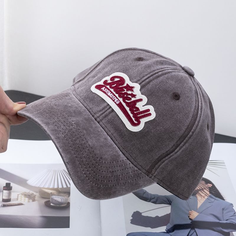 Curved Washed Vintage Embroidered Brim Cap Cotton Baseball