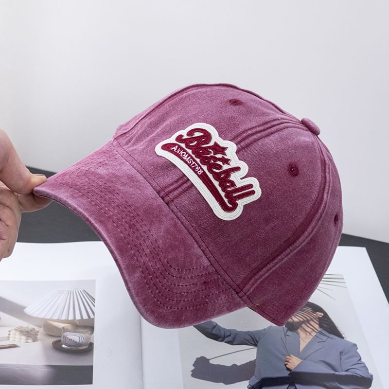 Curved Washed Vintage Embroidered Brim Cap Cotton Baseball