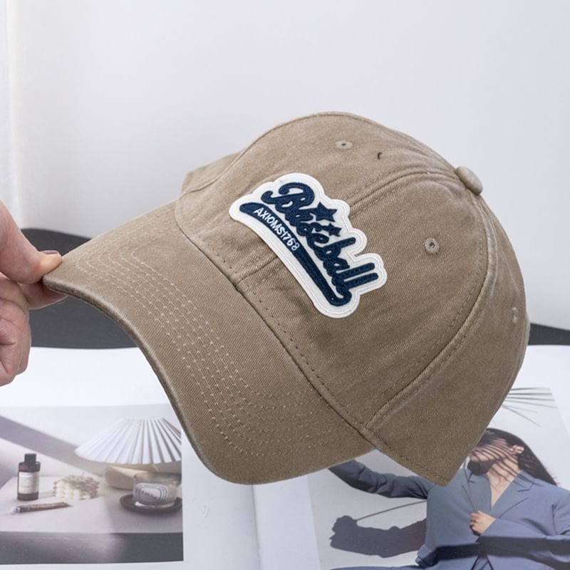 Curved Washed Vintage Embroidered Brim Cap Cotton Baseball